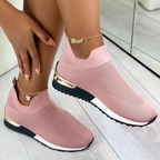 Knit slip-on walking sneakers in pink