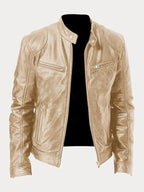 Men's classic leather jacket in gold