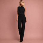 Women's Sleeveless Wide-Leg Jumpsuit Mock Neck