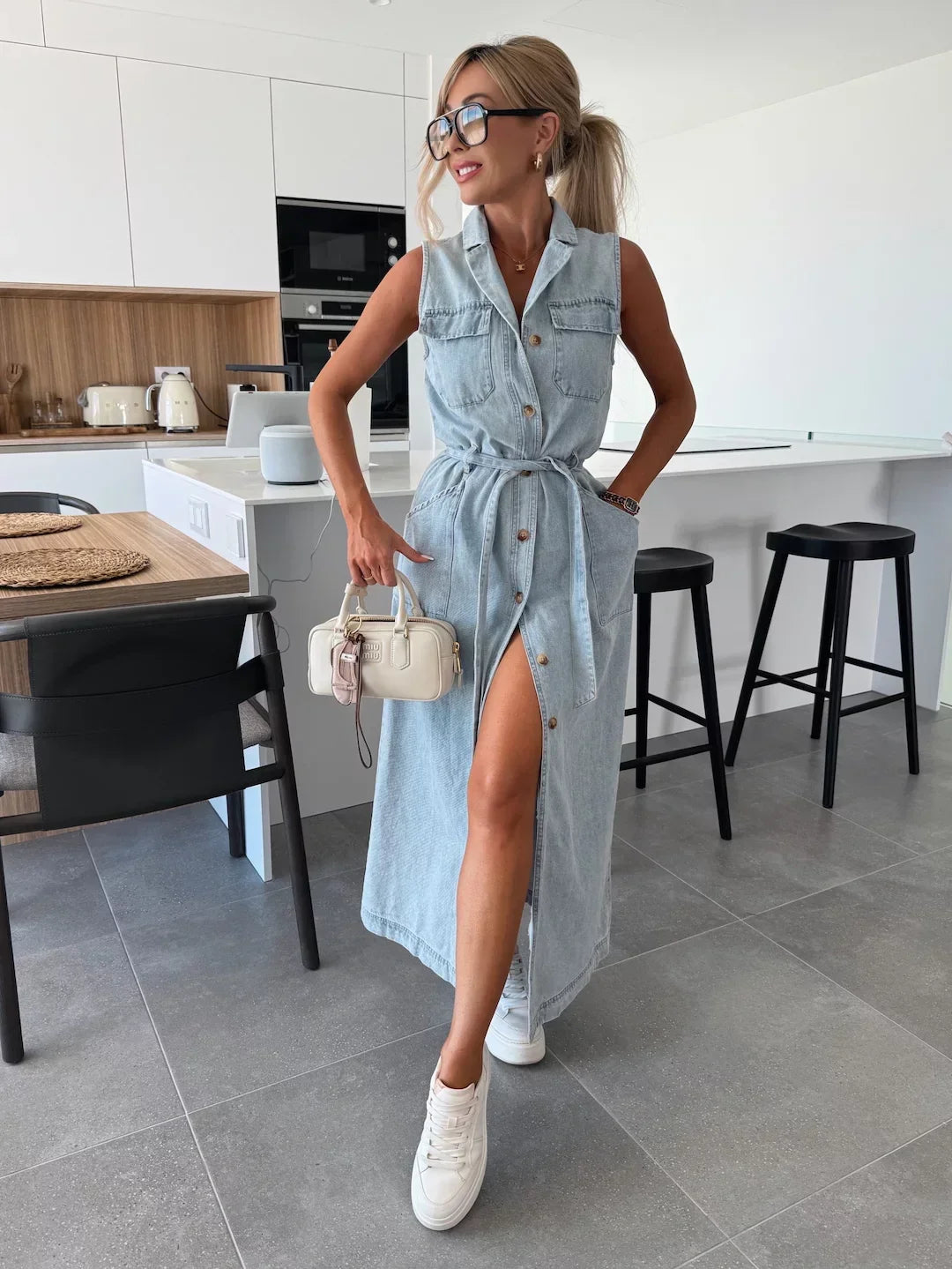 Denim Maxi Dress Sleeveless