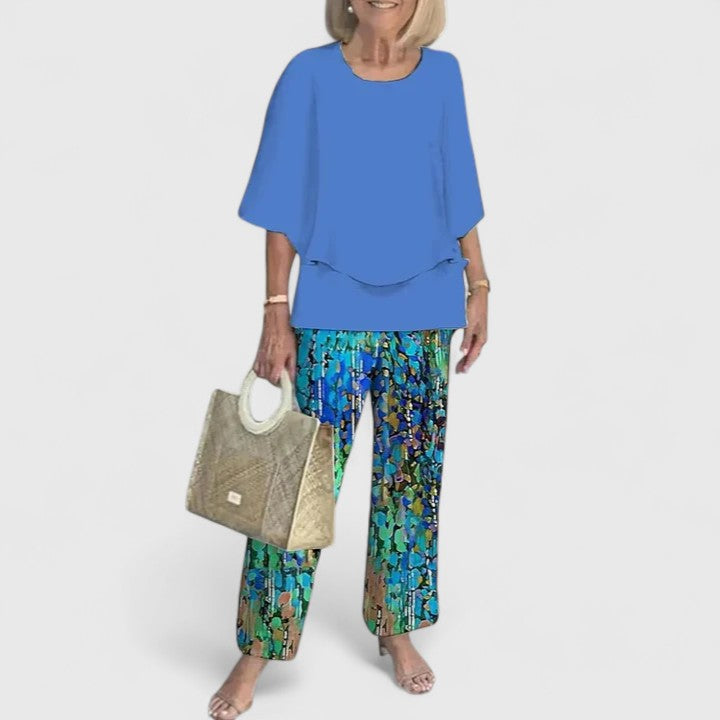 Women's Elegant Two-Piece Set Top and Trousers