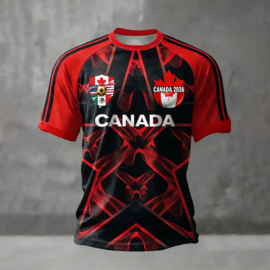 Men'S Casual 2026 Canadian Football World Cup Printed Round Neck Raglan T-Shirt