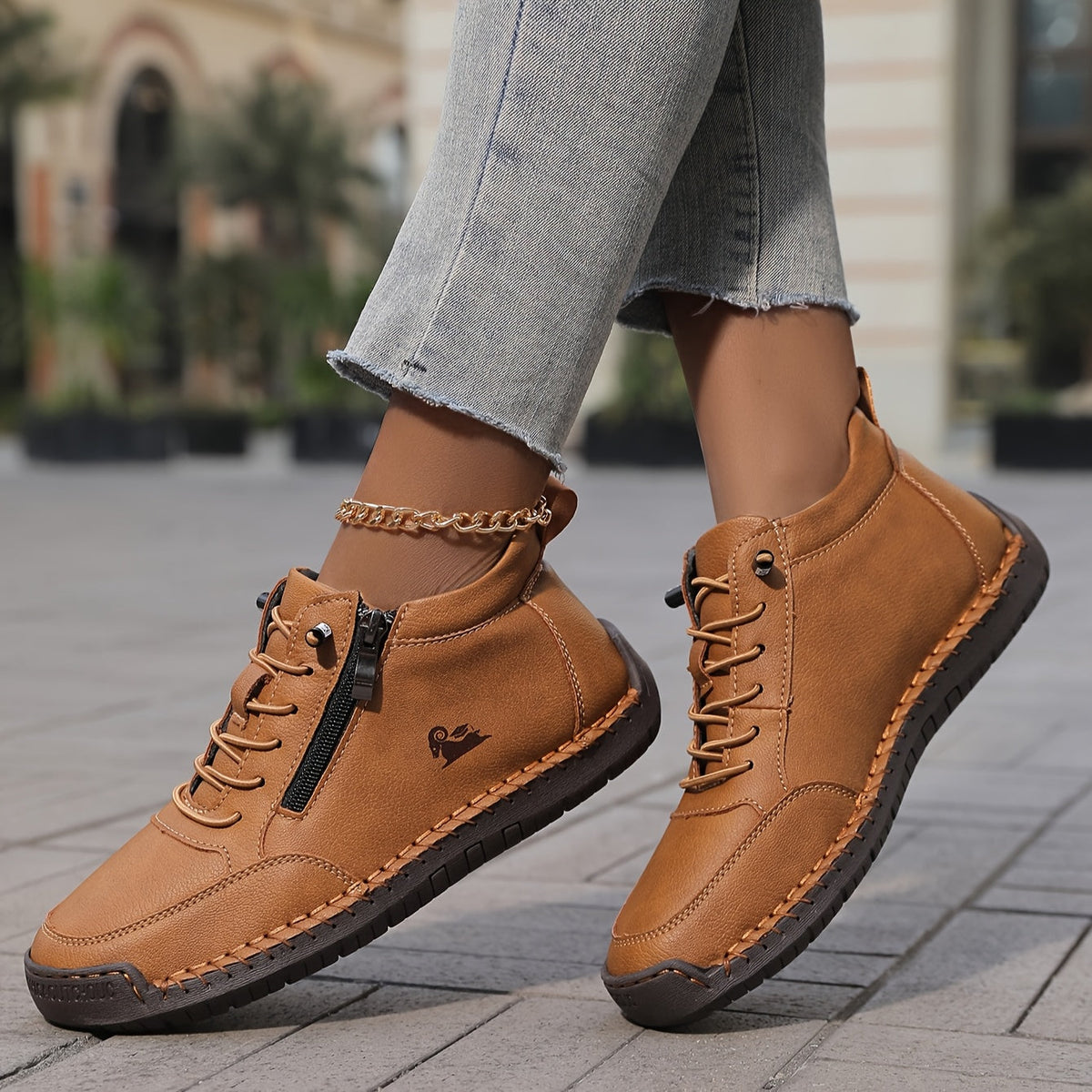 Women's arch support lace up ankle sneakers with wide toe box