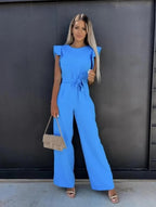 Wide-Leg Jumpsuit Butterfly Sleeves