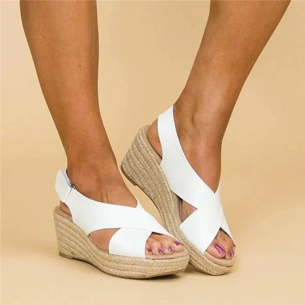 Crossover Wedge Espadrilles Sandals