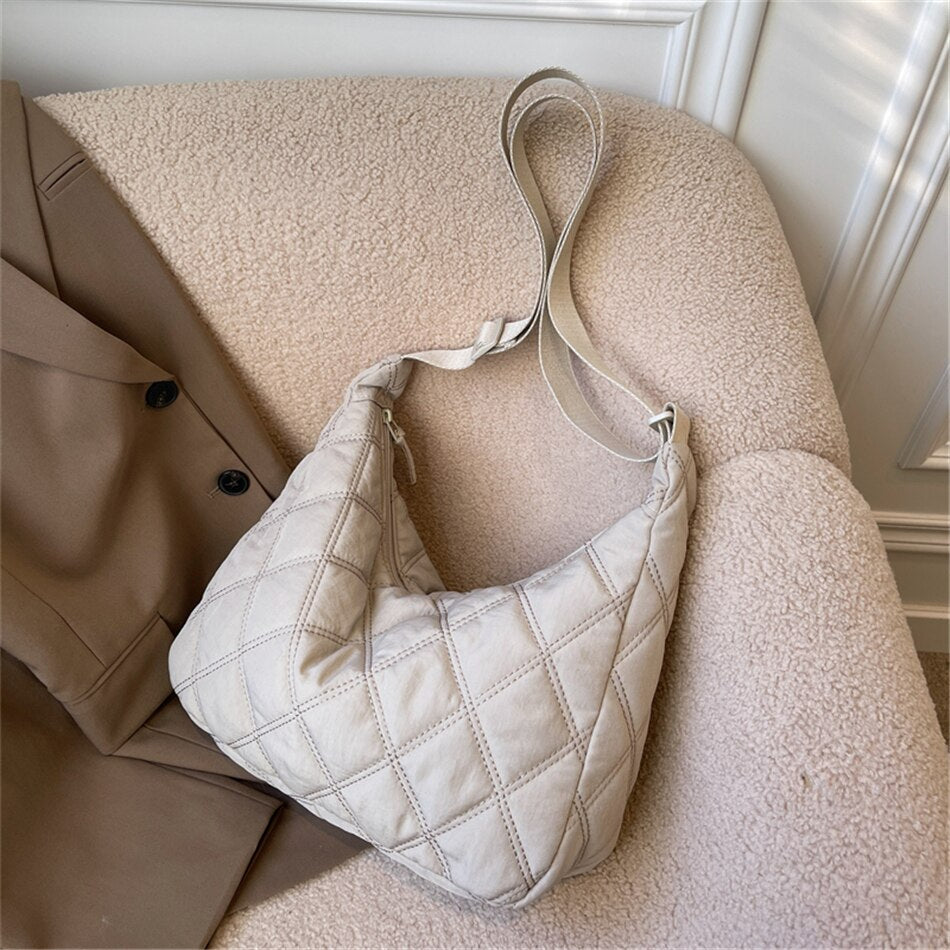 Women's chic quilted puffer shoulder bag