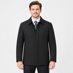 Lined lapel collar winter jacket in black