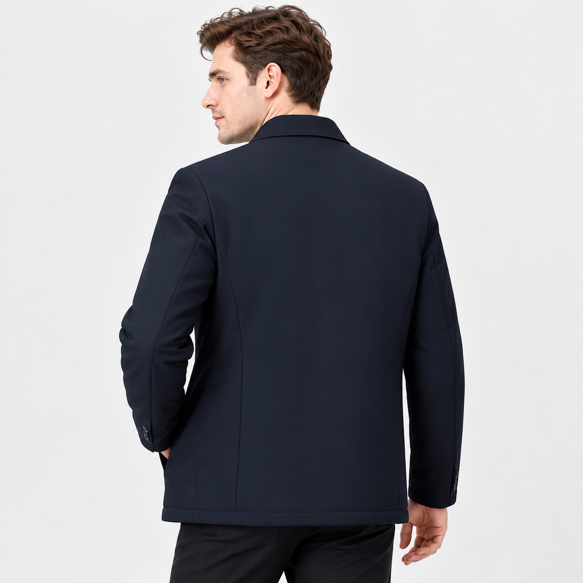 Lined lapel collar winter jacket