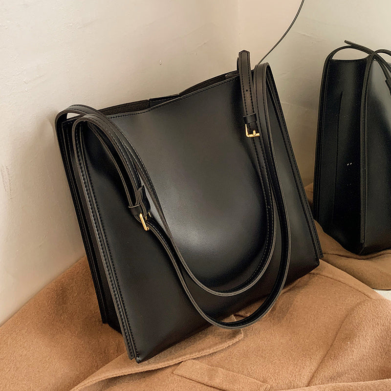 Vegan leather shoulder tote bag