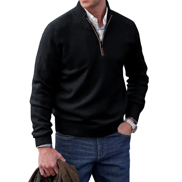 Cashmere Zip Neck Sweater