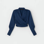 Long Sleeve Wrap Blouse