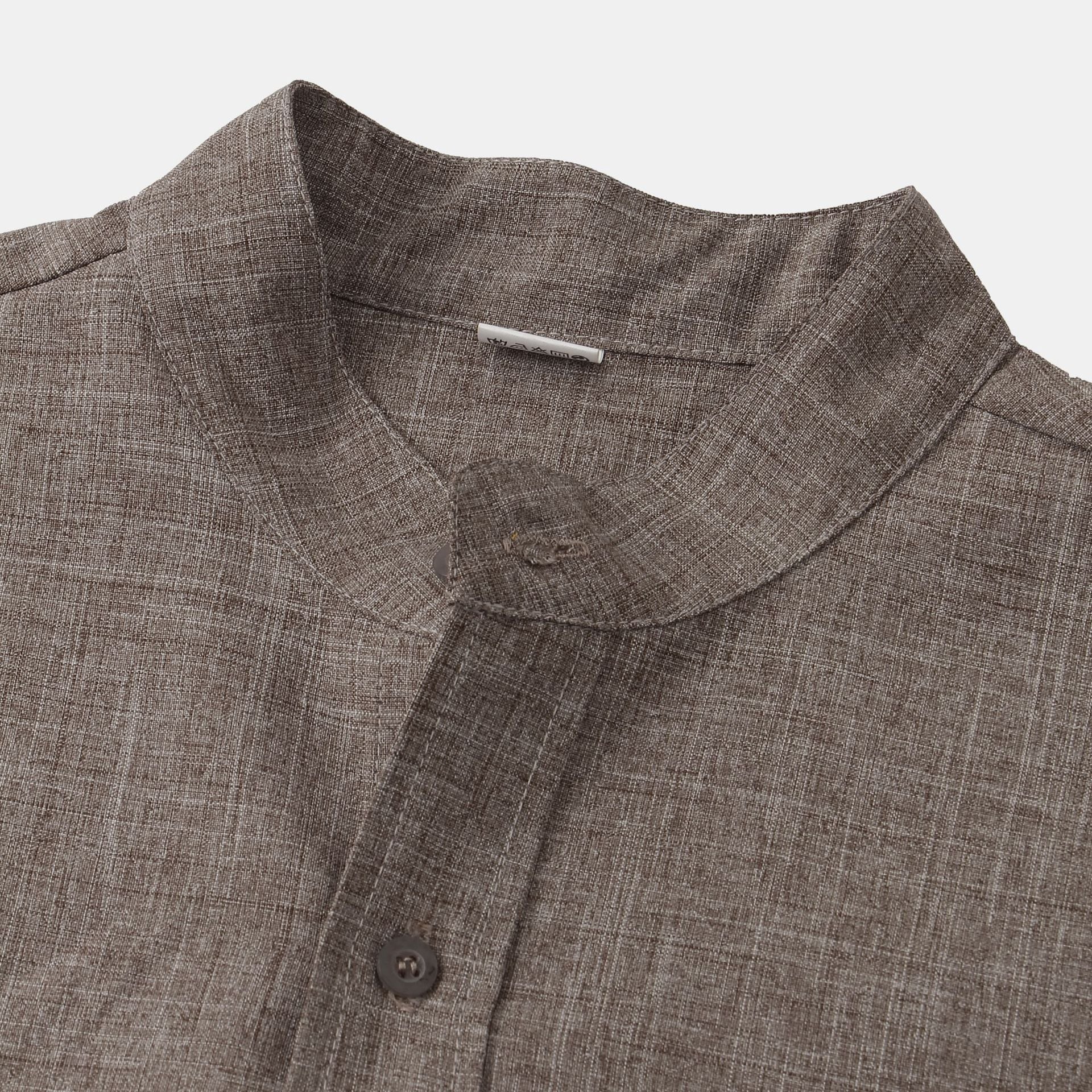 Sleeve Mandarin Collar Shirt