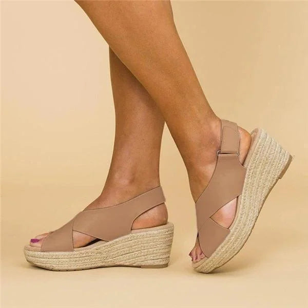 Crossover Wedge Espadrilles Sandals