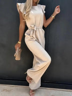Wide-Leg Jumpsuit Butterfly Sleeves