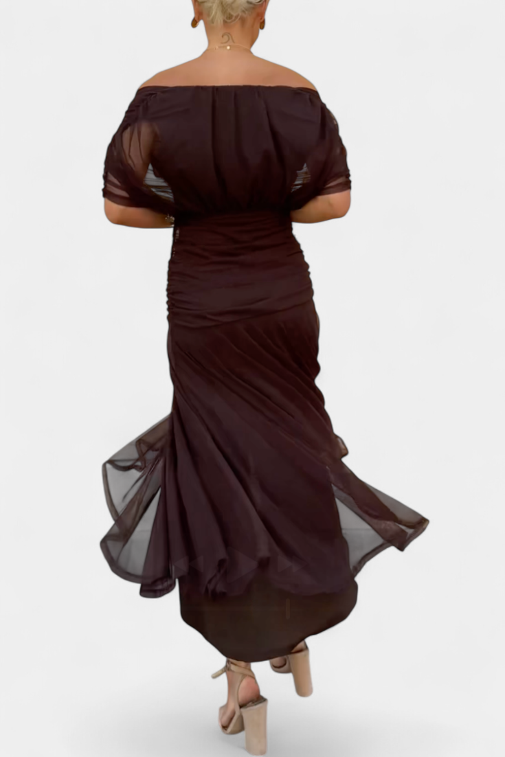 Women's Wedding Guest Off-Shoulder Floral Maxi Dress
