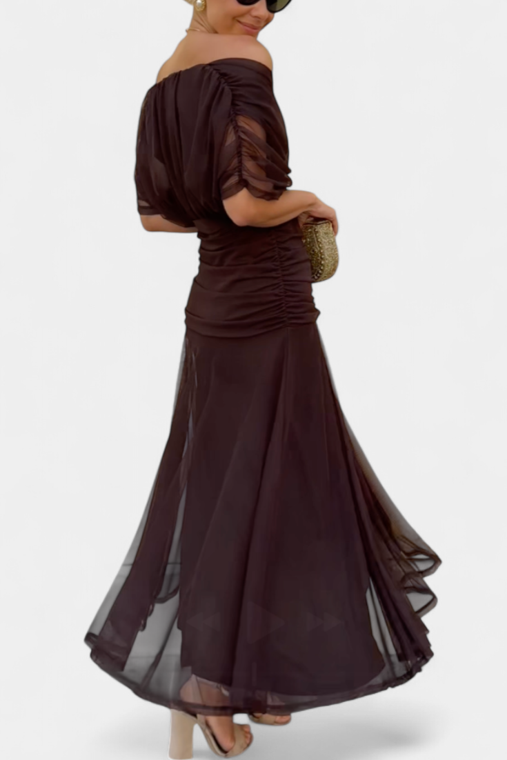 Women's Wedding Guest Off-Shoulder Floral Maxi Dress