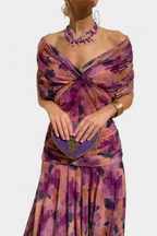 Women's Wedding Guest Off-Shoulder Floral Maxi Dress