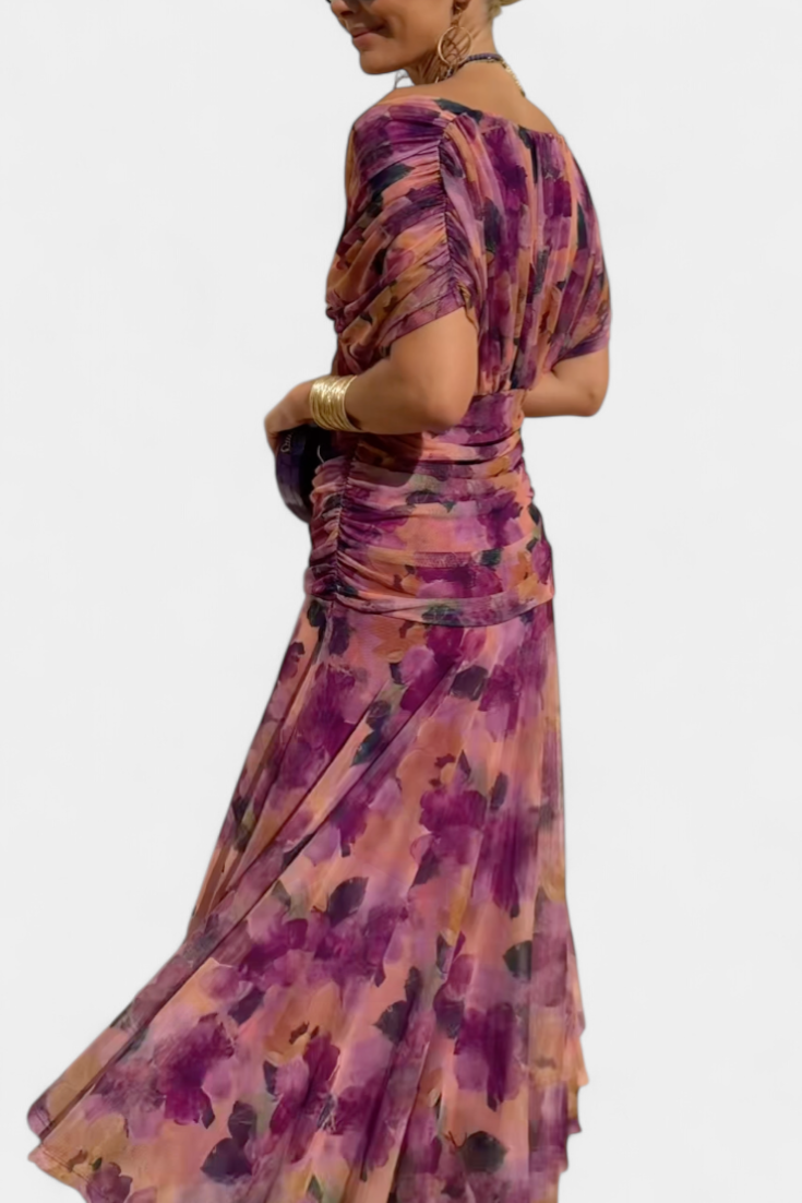 Women's Wedding Guest Off-Shoulder Floral Maxi Dress