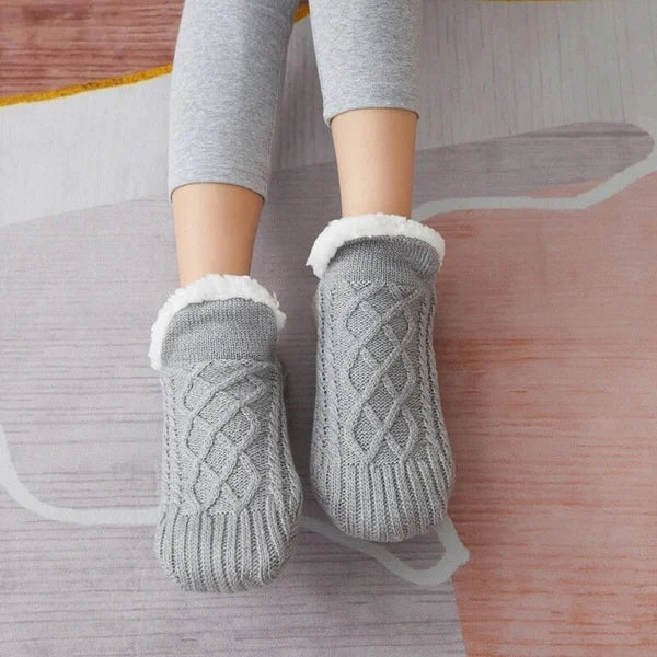 Women's Thermal Knit House Socks with Fluffy Cuff