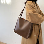 Vegan leather shoulder tote bag