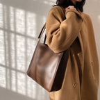 Vegan leather shoulder tote bag