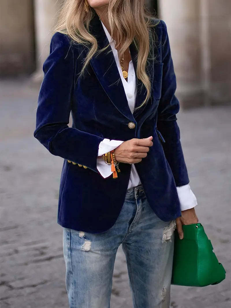 Women's Fitted Velvet Blazer