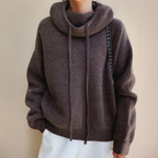 Fine knit merino wool turtleneck sweater in brown
