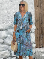 Floral Loose-Fit Knee Dress