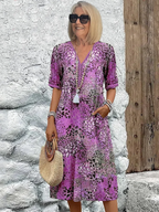 Floral Loose-Fit Knee Dress