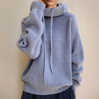 Fine knit merino wool turtleneck sweater in grey
