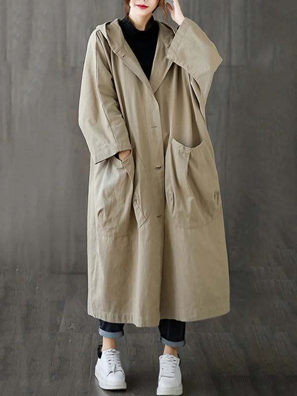 Women's long hooded trench coat