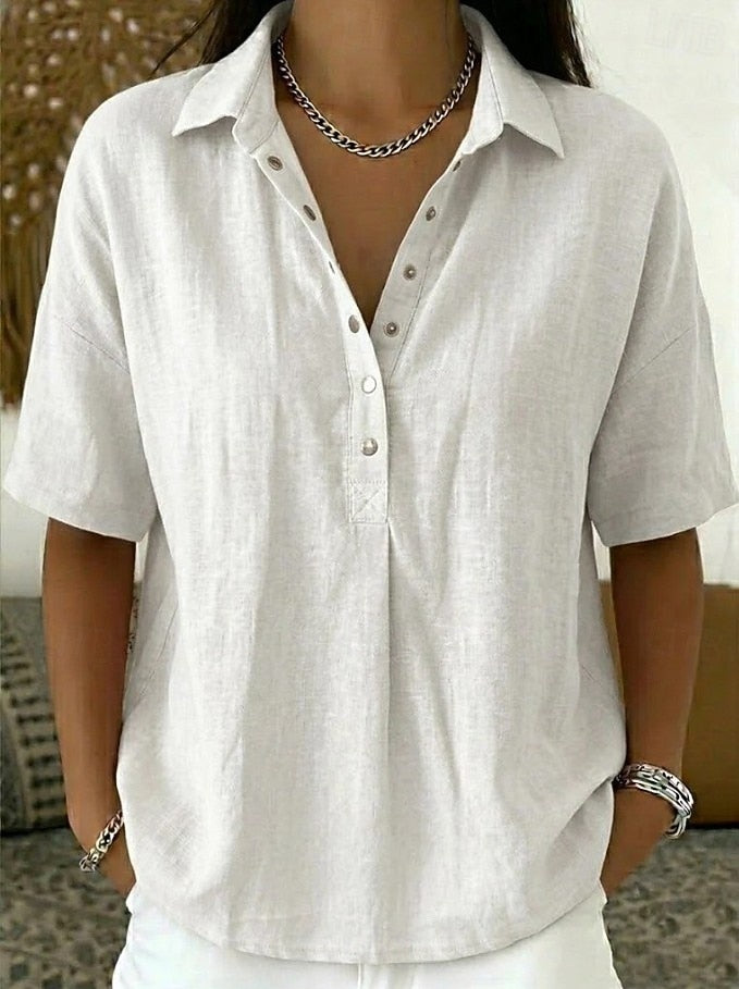 Women's Collared Button-Front Blouse