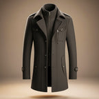 Men's classic virgin wool blend winter coat in graphite grey