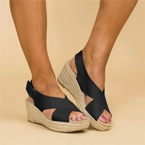 Crossover Wedge Espadrilles Sandals