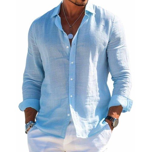 Casual Linen Long Sleeve Blouse