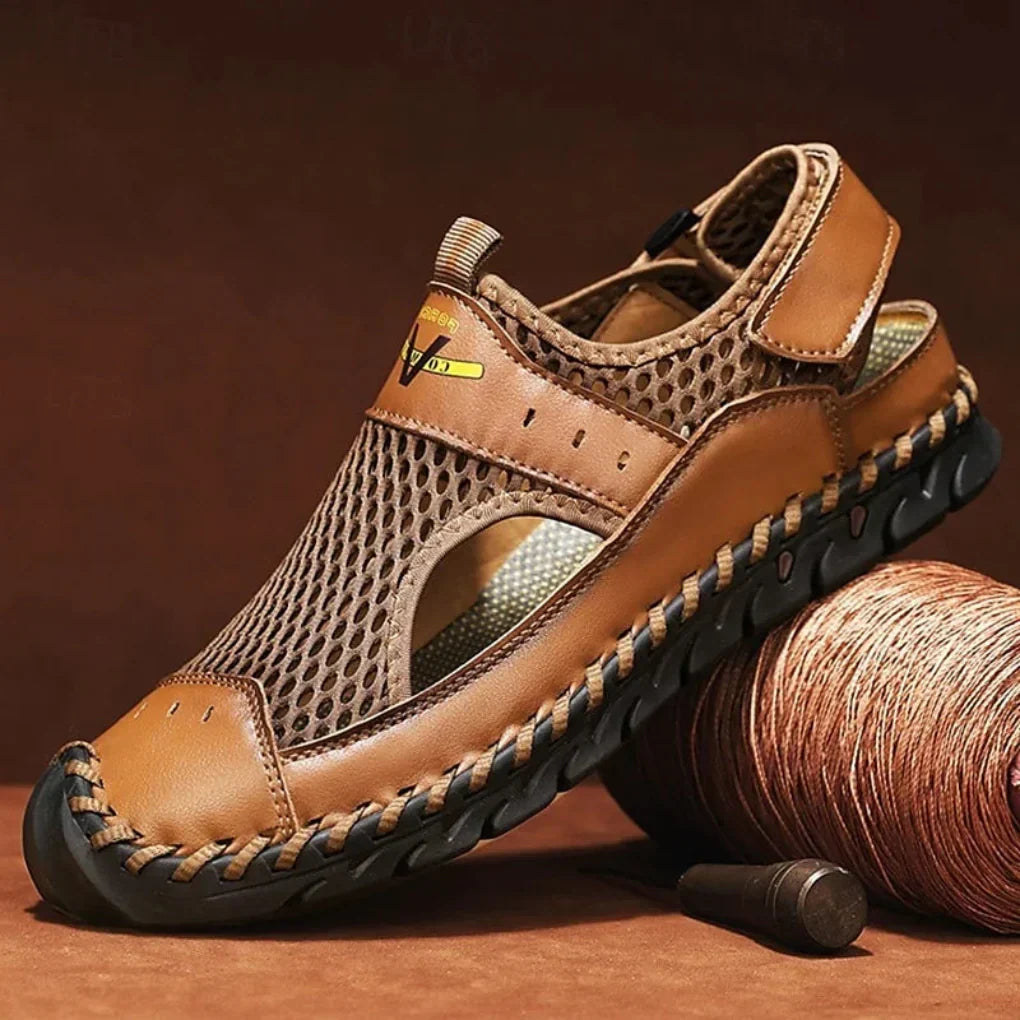 Men's orthopedic mesh sandals with arch support in brown