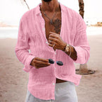 Relaxed Fit Linen Blend Solid Button Shirt