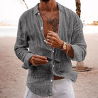 Relaxed Fit Linen Blend Solid Button Shirt