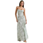 Floral Jacquard Maxi Gown with Corset Back