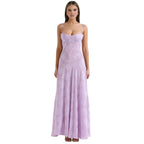 Floral Jacquard Maxi Gown with Corset Back