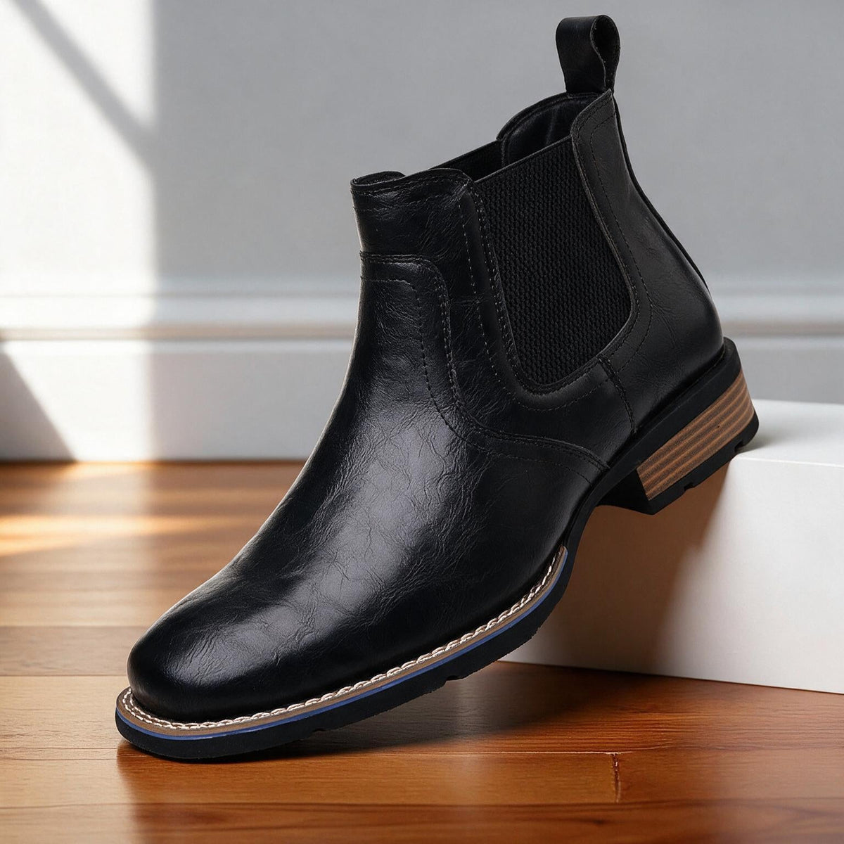 Men's premium leather ankle boots in black