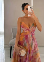 Gradient Maxi Dress with Crossover Bodice