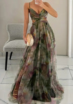 Gradient Maxi Dress with Crossover Bodice