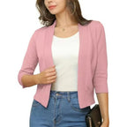 Open front cropped cardigan sweater in rubber red