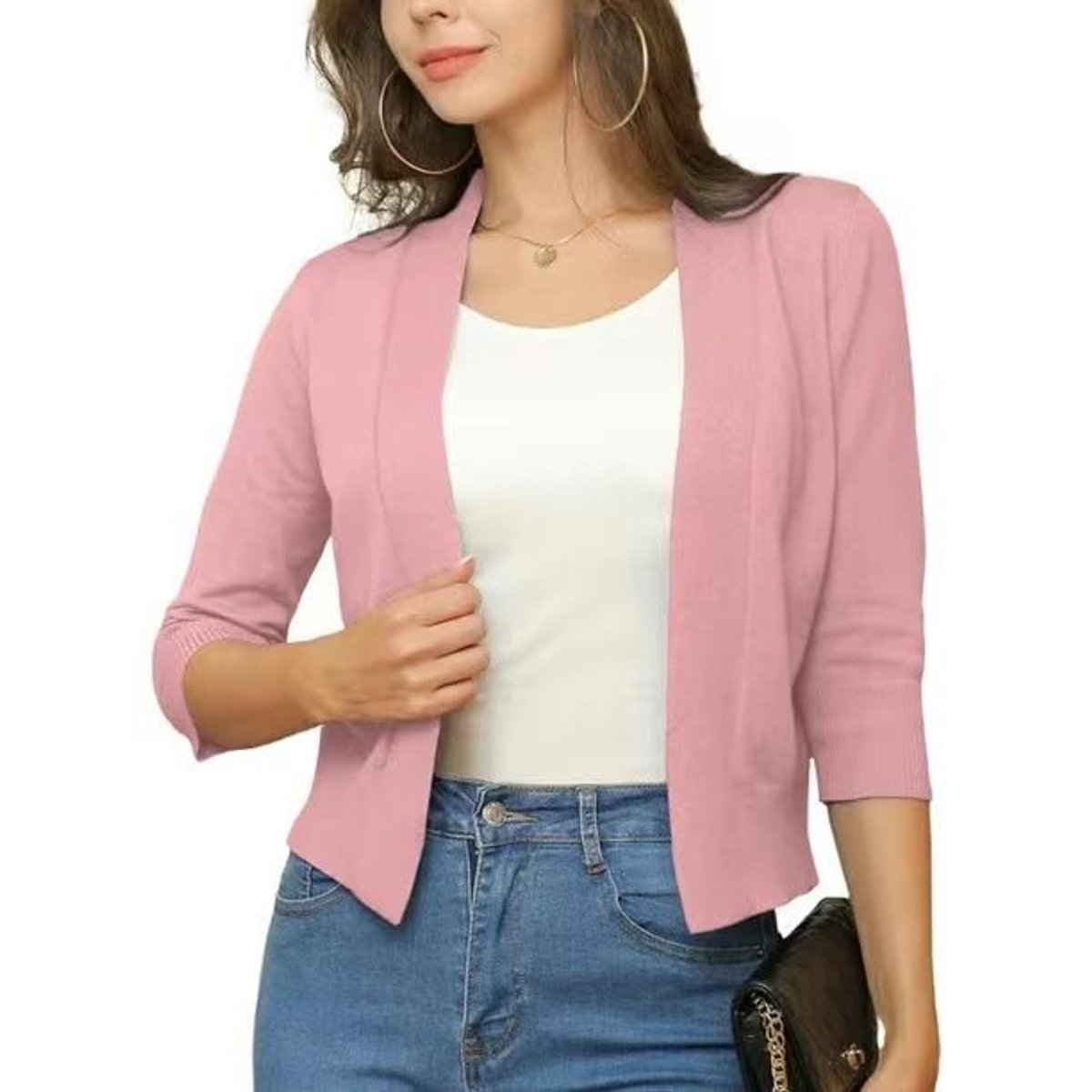 Open front cropped cardigan sweater in rubber red