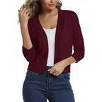 Open front cropped cardigan sweater