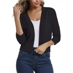 Open front cropped cardigan sweater