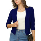 Open front cropped cardigan sweater in lake blue
