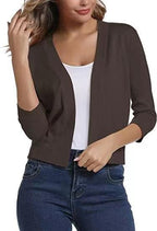 Open front cropped cardigan sweater in brown