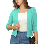 Open front cropped cardigan sweater in dark navy